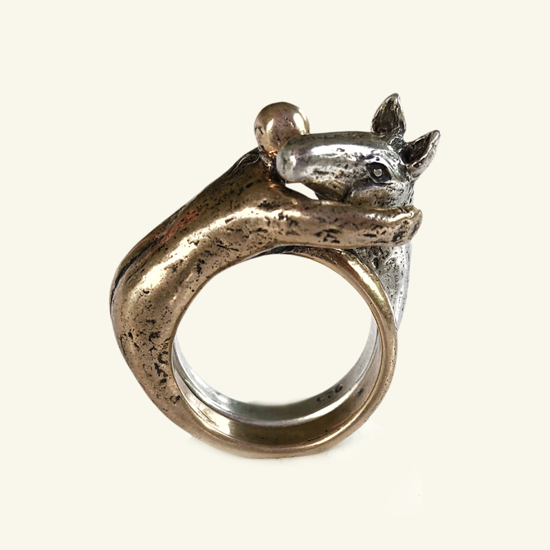 Trust Ring with Horse in Bronze & Silver