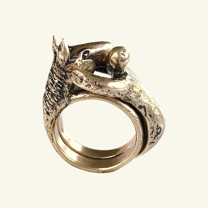 Trust Rings with Horse in Jewelers Bronze