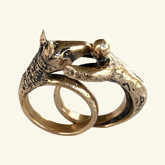 Trust Rings with Horse in Jewelers Bronze