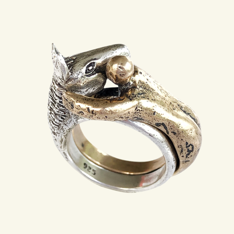 Trust Ring with Horse in Bronze & Silver