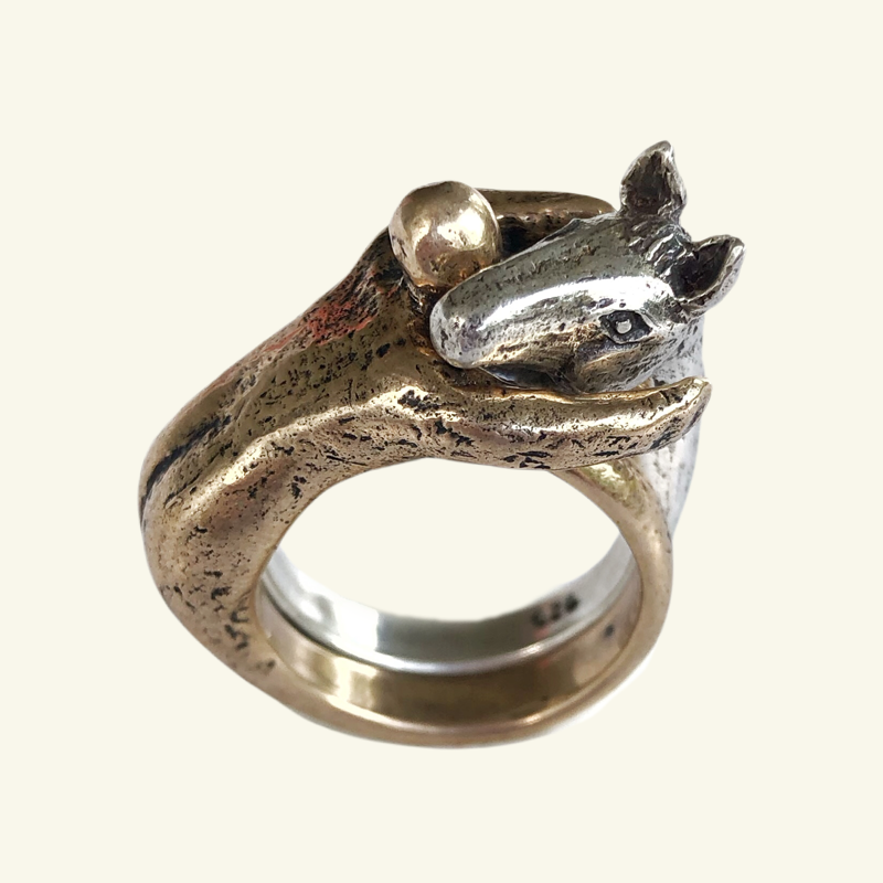 Trust Ring with Horse in Bronze & Silver